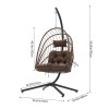 Living and Home Swing Hanging Egg Chair with Cushion and Headrest, Brown + Black