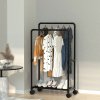Living and Home ﻿Double Rod Metal Clothes Rack on Wheels