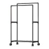 Living and Home ﻿Double Rod Metal Clothes Rack on Wheels