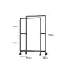 Living and Home ﻿Double Rod Metal Clothes Rack on Wheels