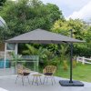 Living and Home 3M Large Square Canopy Rotating Outdoor Cantilever Parasol with Square Fillable Base (Up to 60/80kg filled with water/sand)