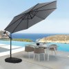 Rattan Modular 6-Piece Garden Furniture Set Black + 3M Banana Cantilever Patio Parasol with Wheeled Fillable Base + Waterproof Parasol Cover Bundle