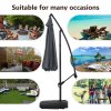 Rattan Modular 6-Piece Garden Furniture Set Black + 3M Banana Cantilever Patio Parasol with Wheeled Fillable Base + Waterproof Parasol Cover Bundle
