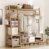 Living and Home Bamboo Bedroom Garment Clothes Rack Natural 110cm