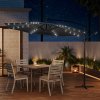 Grey Rattan 7 Piece Modular Garden Furniture Set + 32 LED Patio Umbrella Bundle