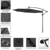 Grey Rattan 7 Piece Modular Garden Furniture Set + 32 LED Patio Umbrella Bundle