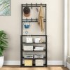 Living and Home Entryway 4 Tier Shoe Rack with Coat Hanger, Black