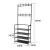 Living and Home Entryway 4 Tier Shoe Rack with Coat Hanger, Black