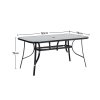Living and Home 5pcs Garden Table & Rattan Chairs Outdoor Set with Parasol Hole – Glass-Top Table, 51mm Hole, Black, Rust-Resistant Frame