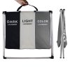 Living and Home 3-Section Foldable Laundry Basket with Aluminum Frame
