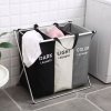 Living and Home 3-Section Foldable Laundry Basket with Aluminum Frame