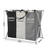 Living and Home 3-Section Foldable Laundry Basket with Aluminum Frame