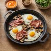 Living and Home 33cm Pre-Seasoned Round Dual-Handle Cast Iron Grill Pan
