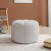 Living and Home Round Shape Teddy Fabric Footstool