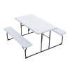 Living and Home White Foldable Picnic Table and Bench Set 151cm W x 136cm D x 73cm H