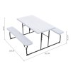 Living and Home White Foldable Picnic Table and Bench Set 151cm W x 136cm D x 73cm H