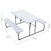 Living and Home White Foldable Picnic Table and Bench Set with Parasol Hole 180cm W x 160cm D x 74cm H