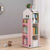 Living and Home Kids' House Frame Rotating Bookshelf in Pink