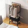 Living and Home Double Rod Metal Clothes Rack on Wheels 57.5cm W