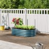 Living and Home 160cm W Oval-Shaped Galvanised Steel Raised Garden Bed, Garden Planter, Dark Green