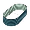 Living and Home 160cm W Oval-Shaped Galvanised Steel Raised Garden Bed, Garden Planter, Dark Green