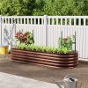 Living and Home 240cm W Oval-Shaped Galvanised Steel Raised Garden Bed, Brown