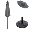 Living and Home 3M Large Rotating Patio Parasol for Outdoor Sunshade and Rain with Floral-Pattern Base