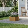 Living and Home 54cm W Square Plastic Wood-Grain Raised Garden Bed Planter, Brown Wood Grain