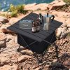 Living and Home Black Aluminum Alloy Portable Roll-Top Camping Table with Storage Basket, 56cm W x 41cm D x 41cm H