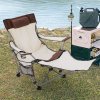Living and Home Outdoor 2-In-1 Foldable Camping Chair with Footrest, Lounge Chair, Beige