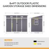 Living and Home 8x4FT Outdoor Plastic Garden Storage Shed, Grey