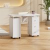 Living and Home White Manicure Table with Dust Collector and Wrist Cushion, 108 cm W x 45 cm D x 78 cm H