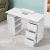 Living and Home White Manicure Table with Dust Collector and Wrist Cushion, 108 cm W x 45 cm D x 78 cm H
