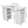 Living and Home White Manicure Table with Dust Collector and Wrist Cushion, 108 cm W x 45 cm D x 78 cm H