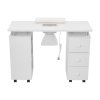 Living and Home White Manicure Table with Dust Collector and Wrist Cushion, 108 cm W x 45 cm D x 78 cm H