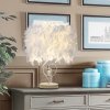 Living and Home Modern Feather Bedside Table Lamp with Metal Base