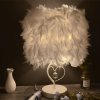 Living and Home Modern Feather Bedside Table Lamp with Metal Base