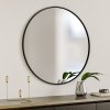 Living and Home 70cm Black Nordic Round Bathroom Framed Mirror Wall Hanging, Moisture-Resistant Design, Anti-Fog Metal Frame