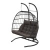 Living and Home 2-Seater Swing Hanging Egg Chair with Metal Stand