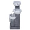 Living and Home 4-Tier Solar-Powered Water Fountain Outdoor Gardening Decor LED Water Feature with Solar Panel