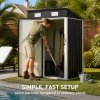 Living and Home 4.92x2.95ft Outdoor Metal Storage Shed, Pent Roof Garden Tool House with Lockable Door, Vents, Black & White