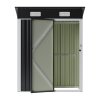 Living and Home 4.92x2.95ft Outdoor Metal Storage Shed, Pent Roof Garden Tool House with Lockable Door, Vents, Black & White