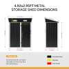 Living and Home 4.92x2.95ft Outdoor Metal Storage Shed, Pent Roof Garden Tool House with Lockable Door, Vents, Black & White