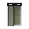 Living and Home 3.94x2.95ft Outdoor Metal Storage Shed, Pent Roof Garden Tool House with Lockable Door & Vents, Black & White