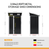 Living and Home 3.94x2.95ft Outdoor Metal Storage Shed, Pent Roof Garden Tool House with Lockable Door & Vents, Black & White