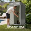 Living and Home 3.94x2.95ft Outdoor Metal Storage Shed, Pent Roof Garden Tool House with Lockable Door & Vents, Grey & White