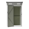 Living and Home 3.94x2.95ft Outdoor Metal Storage Shed, Pent Roof Garden Tool House with Lockable Door & Vents, Grey & White