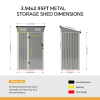 Living and Home 3.94x2.95ft Outdoor Metal Storage Shed, Pent Roof Garden Tool House with Lockable Door & Vents, Grey & White