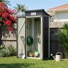 Living and Home 2.95x1.97ft Outdoor Metal Storage Shed, Pent Roof Garden Tool House with Lockable Double Doors & Vent, Black+White
