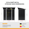 Living and Home 5.91x3.94ft Outdoor Metal Storage Shed, Pent Roof Garden Tool House with Lockable Double Doors & Vents, Black & White